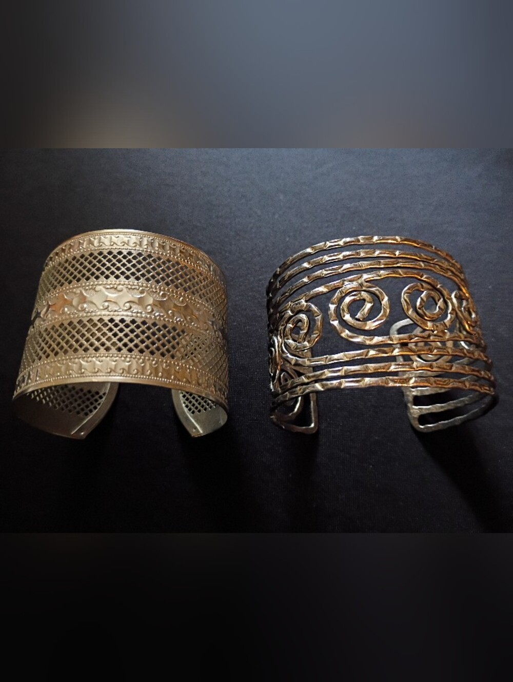 Beautiful 2 Piece Ornate Design Cuff Bracelets